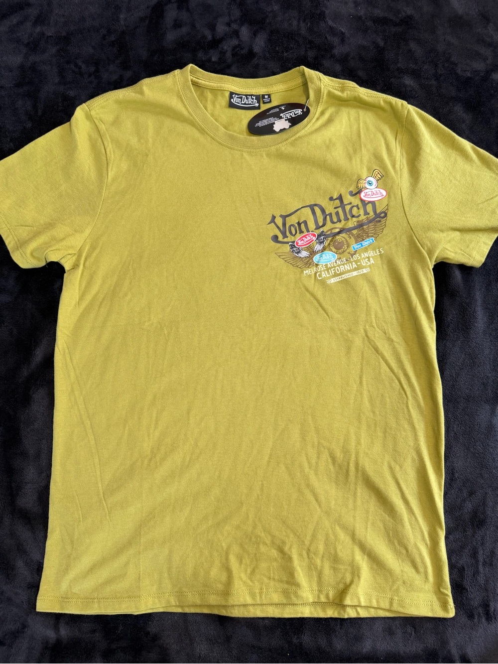 Von Dutch Men's Olive Green Graphic Tee M